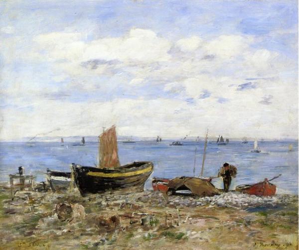 Shore At Sainte-adresse, Low Tide by Eugène-louis Boudin