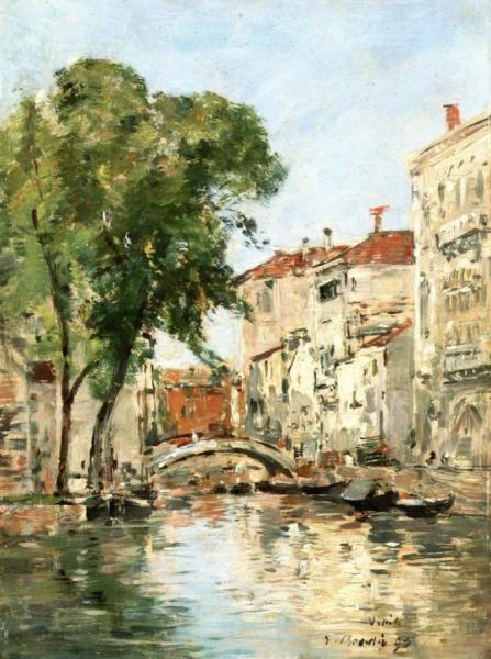 Small Canal In Venice by Eugène-louis Boudin