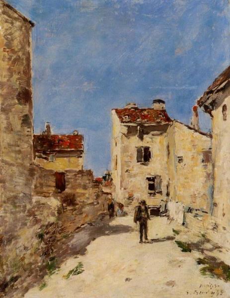 Street, Antibes by Eugène-louis Boudin