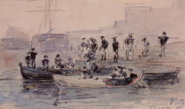Study For 'marines Landing In Brest Harbor' by Eugène-louis Boudin