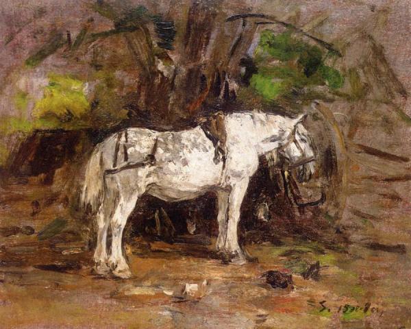 Study Of A White Horse by Eugène-louis Boudin
