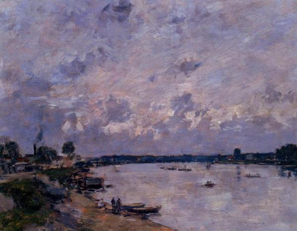 The Banks Of The Seine At Caudebec En Caux by Eugène-louis Boudin