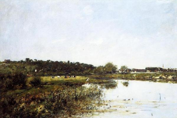 The Banks Of The Touques by Eugène-louis Boudin