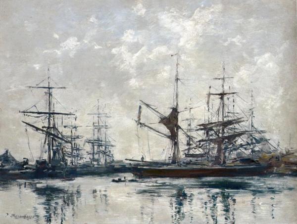 The Basin, Deauville by Eugène-louis Boudin