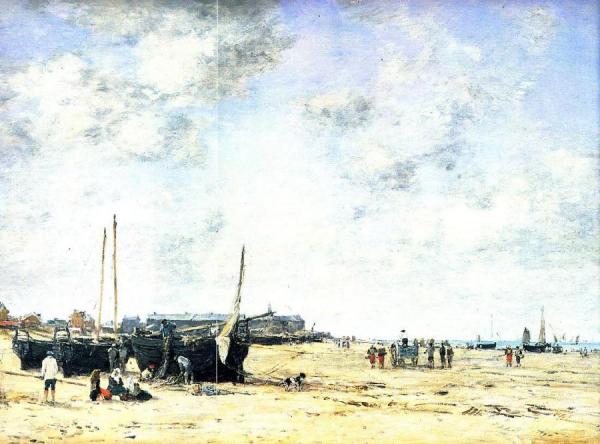 The Beach At Berck by Eugène-louis Boudin