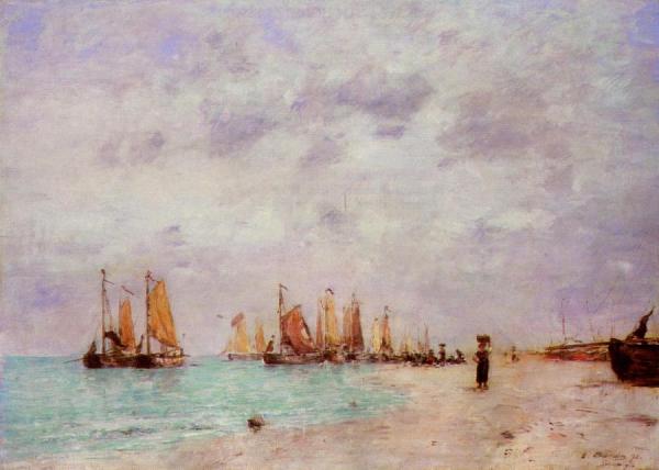 The Beach At Scheveningen by Eugène-louis Boudin