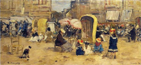 The Beach At Trouville by Eugène-louis Boudin