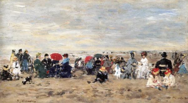 The Beach At Trouville by Eugène-louis Boudin