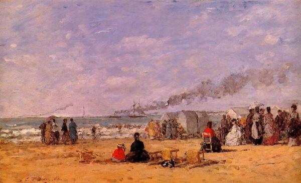 The Beach At Trouville by Eugène-louis Boudin