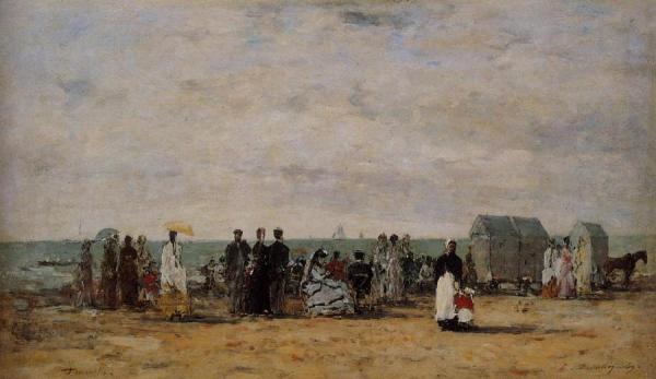 The Beach At Trouville by Eugène-louis Boudin