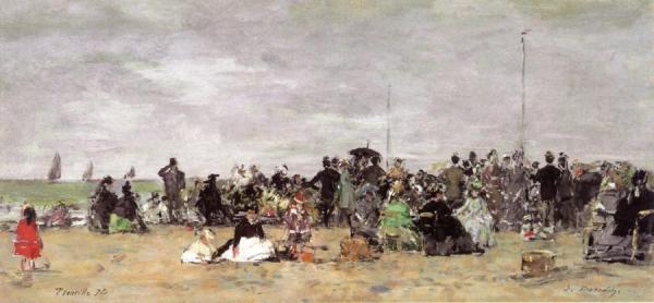 The Beach At Trouville by Eugène-louis Boudin