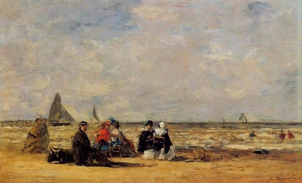 The Beach At Trouville by Eugène-louis Boudin