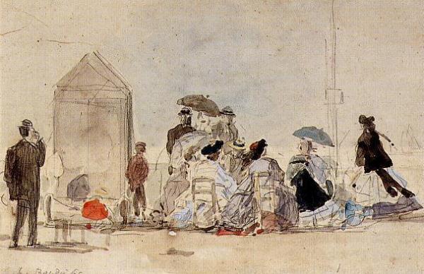 The Beach At Trouville by Eugène-louis Boudin