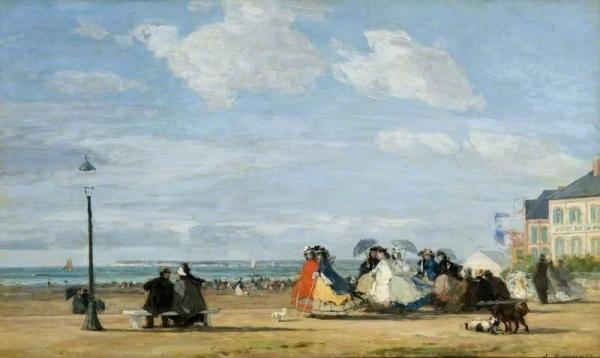 The Beach At Trouville: The Empress Eugenie by Eugène-louis Boudin