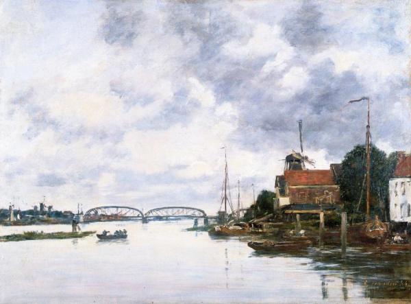 The Bridge Over The Meuse At Dordrecht by Eugène-louis Boudin