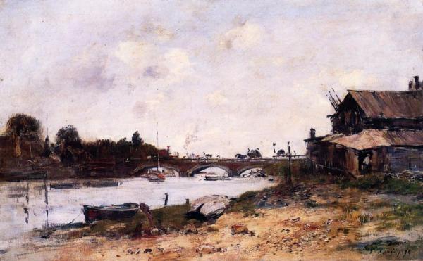 The Bridge Over The Touques At Deauville by Eugène-louis Boudin