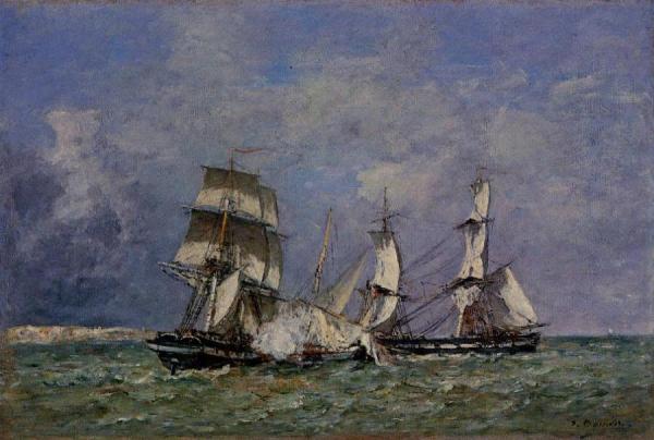 The Capture Of A Raider by Eugène-louis Boudin
