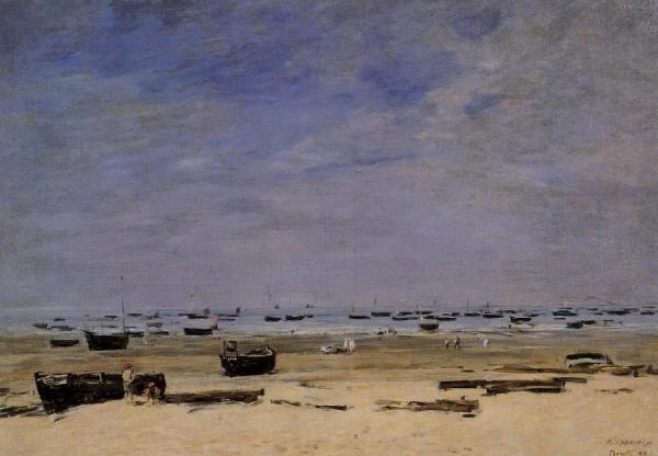 The Coastline At Berck At Low Tide by Eugène-louis Boudin