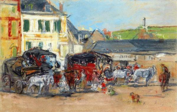 The Departure Of The Coaches by Eugène-louis Boudin
