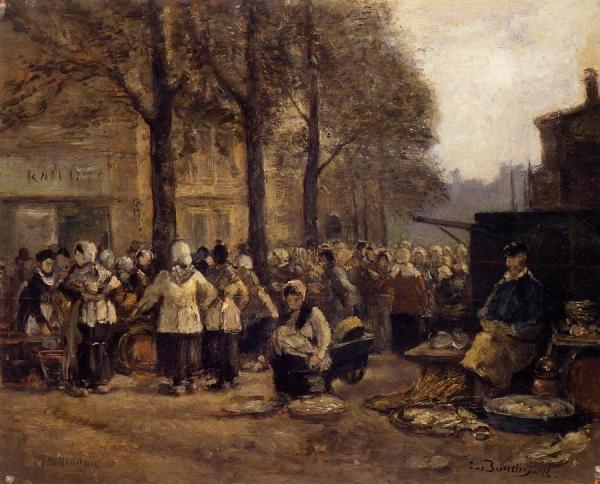 The Fish Market, Rotterdam by Eugène-louis Boudin