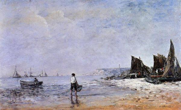 The Fisherman, Low Tide by Eugène-louis Boudin