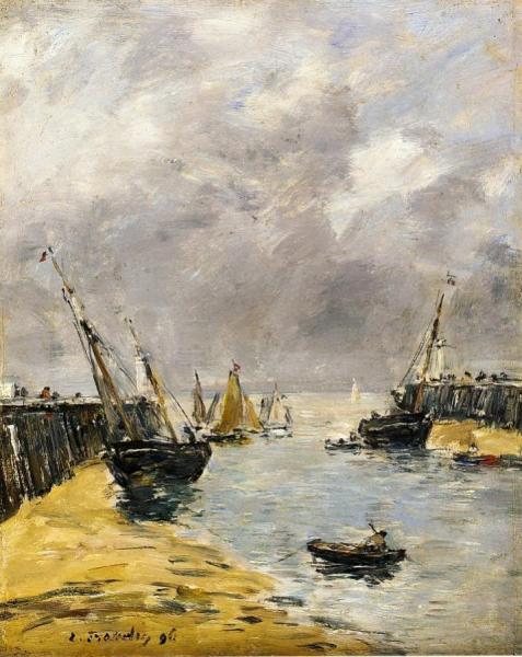 The Jetties, Low Tide, Trouville by Eugène-louis Boudin