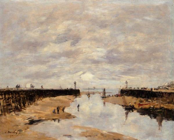 The Jetties, Low Tide, Trouville by Eugène-louis Boudin