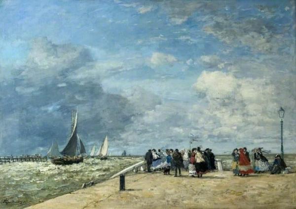 The Jetty At Trouville by Eugène-louis Boudin