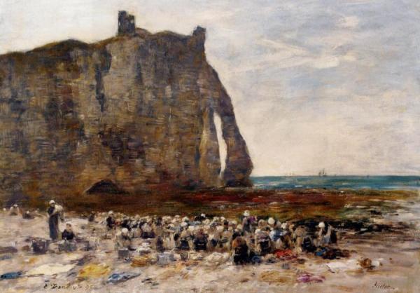 The Laundresses Of Etretat by Eugène-louis Boudin