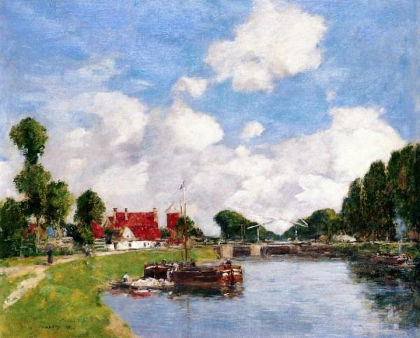 The Lock At Saint-valery-sur-somme by Eugène-louis Boudin