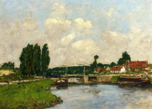 The Lock At Saint-valery-sur-somme by Eugène-louis Boudin