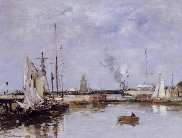 The Lock At Trouville by Eugène-louis Boudin