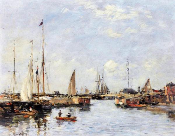 The Lock At Trouville by Eugène-louis Boudin