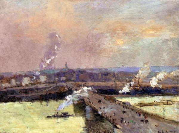 The Pont Boieldieu, Rouen by Eugène-louis Boudin