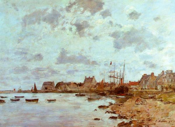 The Port At Saint-vaast-la-houghe by Eugène-louis Boudin