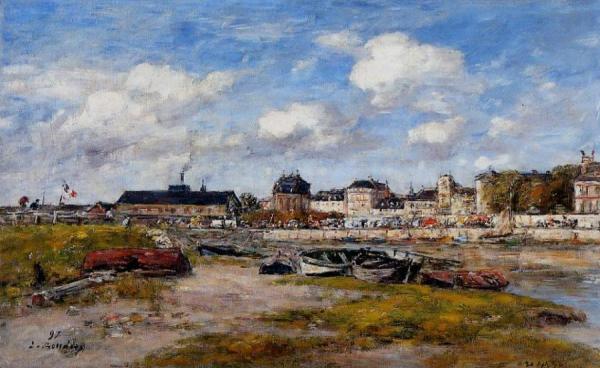 The Port Of Trouville, Low Tide by Eugène-louis Boudin