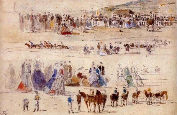 The Racetrack At Deauville by Eugène-louis Boudin