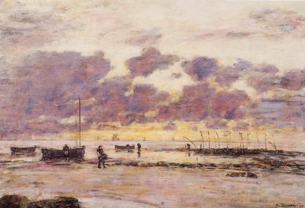 The Shores Of Sainte Adresse At Twilight by Eugène-louis Boudin