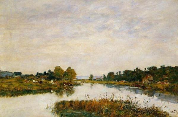 The Still River At Deauville by Eugène-louis Boudin
