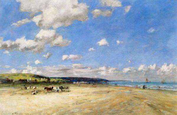 The Tourgeville Beach by Eugène-louis Boudin