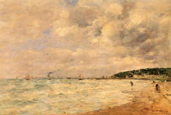 The Tourgeville Shores by Eugène-louis Boudin