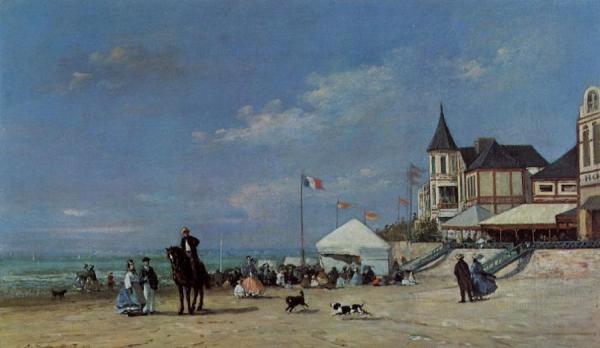 The Trouville Beach by Eugène-louis Boudin