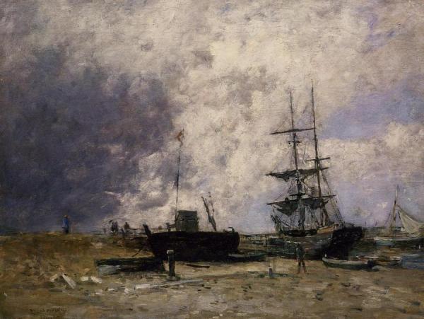 The Trouville Coastline, Low Tide by Eugène-louis Boudin