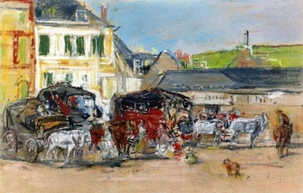 The Wagons by Eugène-louis Boudin