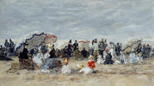 Trouville, Beach Scene by Eugène-louis Boudin