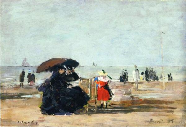 Trouville, Beach Scene by Eugène-louis Boudin