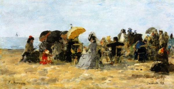 Trouville, Beach Scene by Eugène-louis Boudin