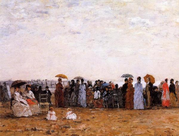 Trouville, Beach Scene by Eugène-louis Boudin