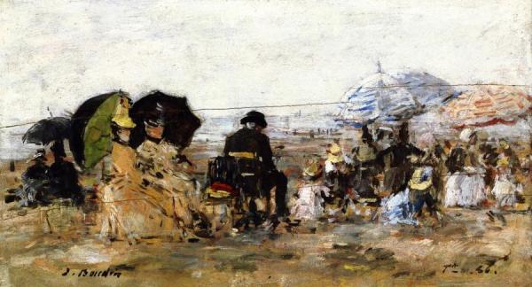 Trouville, Beach Scene by Eugène-louis Boudin