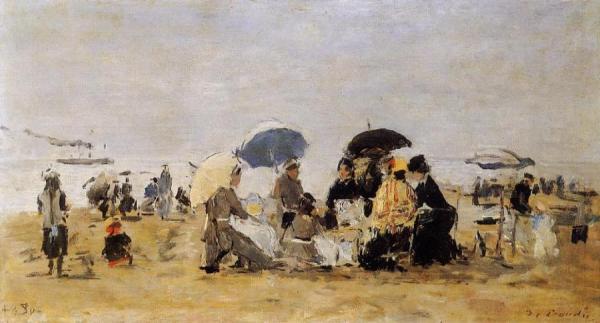 Trouville, Beach Scene by Eugène-louis Boudin